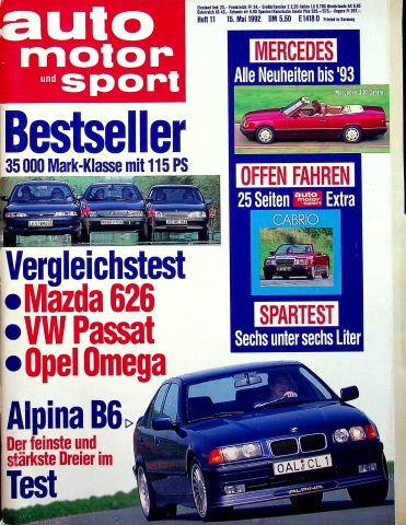 Deckblatt Auto Motor und Sport (11/1992)